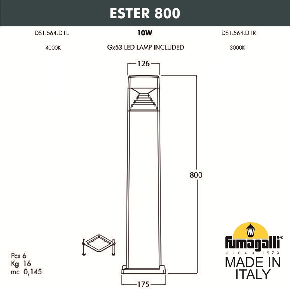 Садовый светильник-столбик Fumagalli Ester 800 DS1.564.000.WXD1L